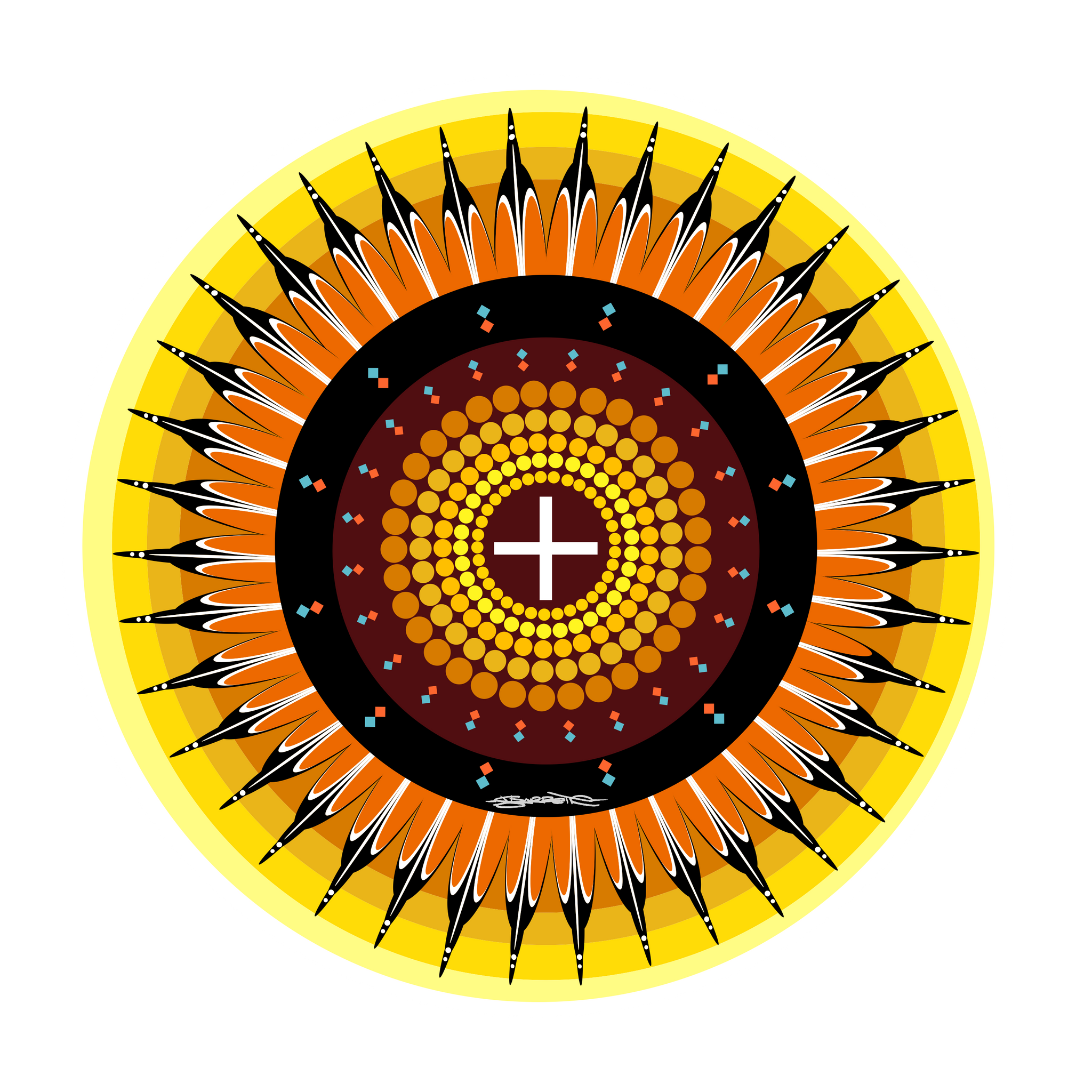 "Yellow Sun" 3" Diameter laminated.