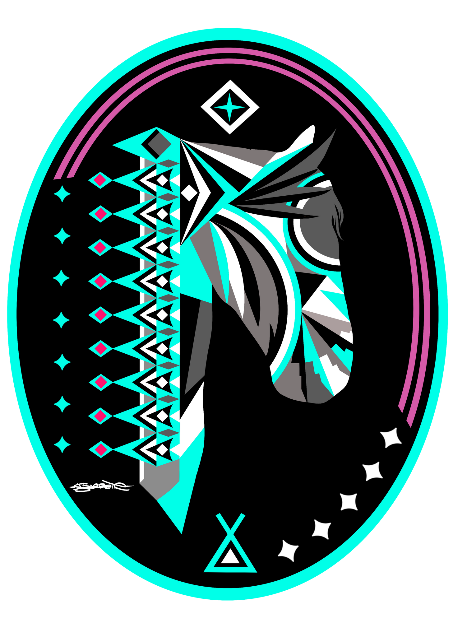 "White Paint Horse" 3"x4" Diameter laminated sticker.