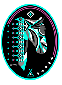 "White Paint Horse" 3"x4" Diameter laminated sticker.