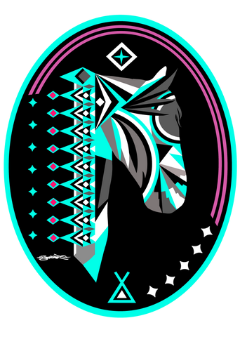 "White Paint Horse" 3"x4" Diameter laminated sticker.