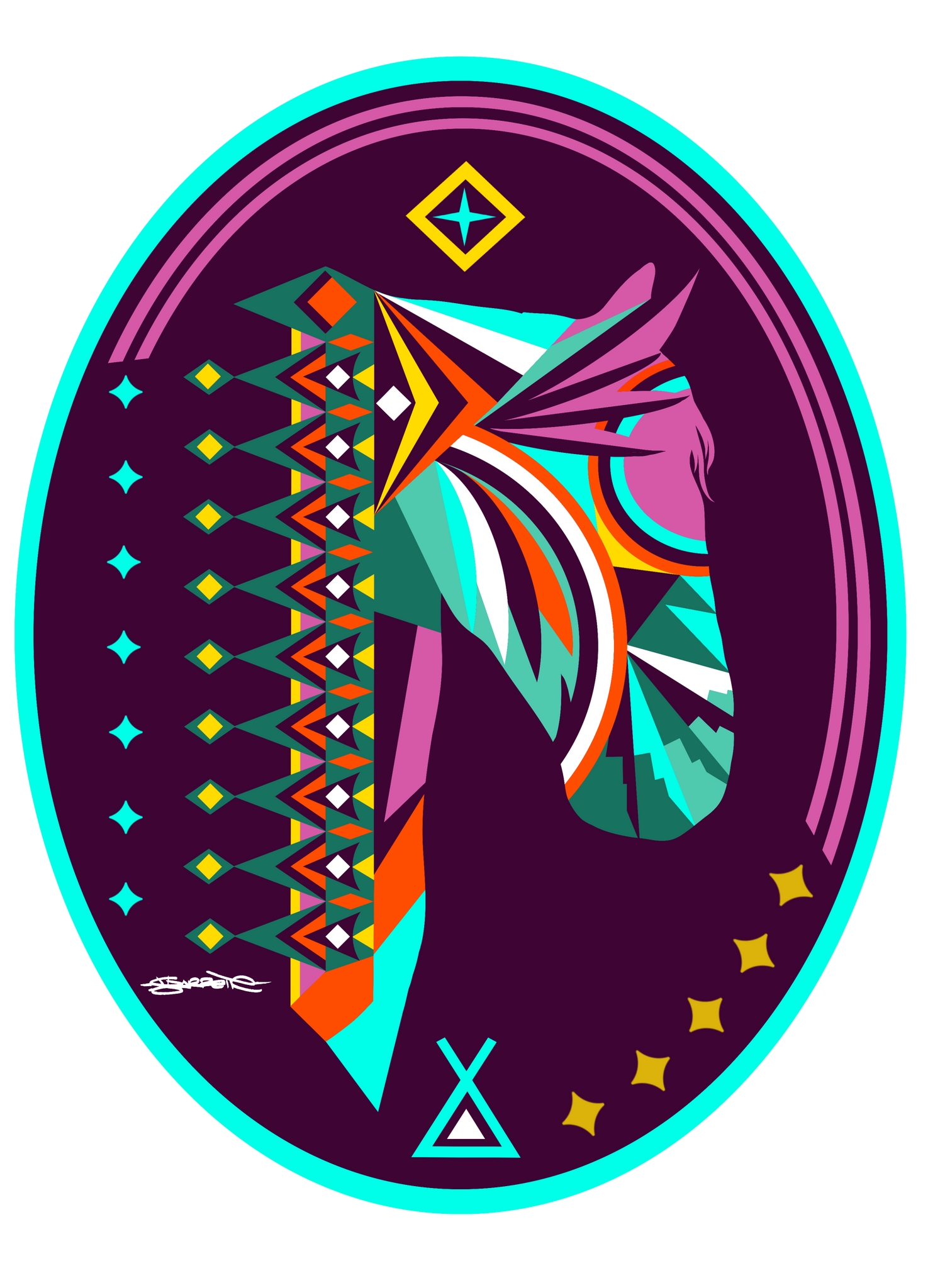 "War Paint Horse" 3"x44 Diameter.