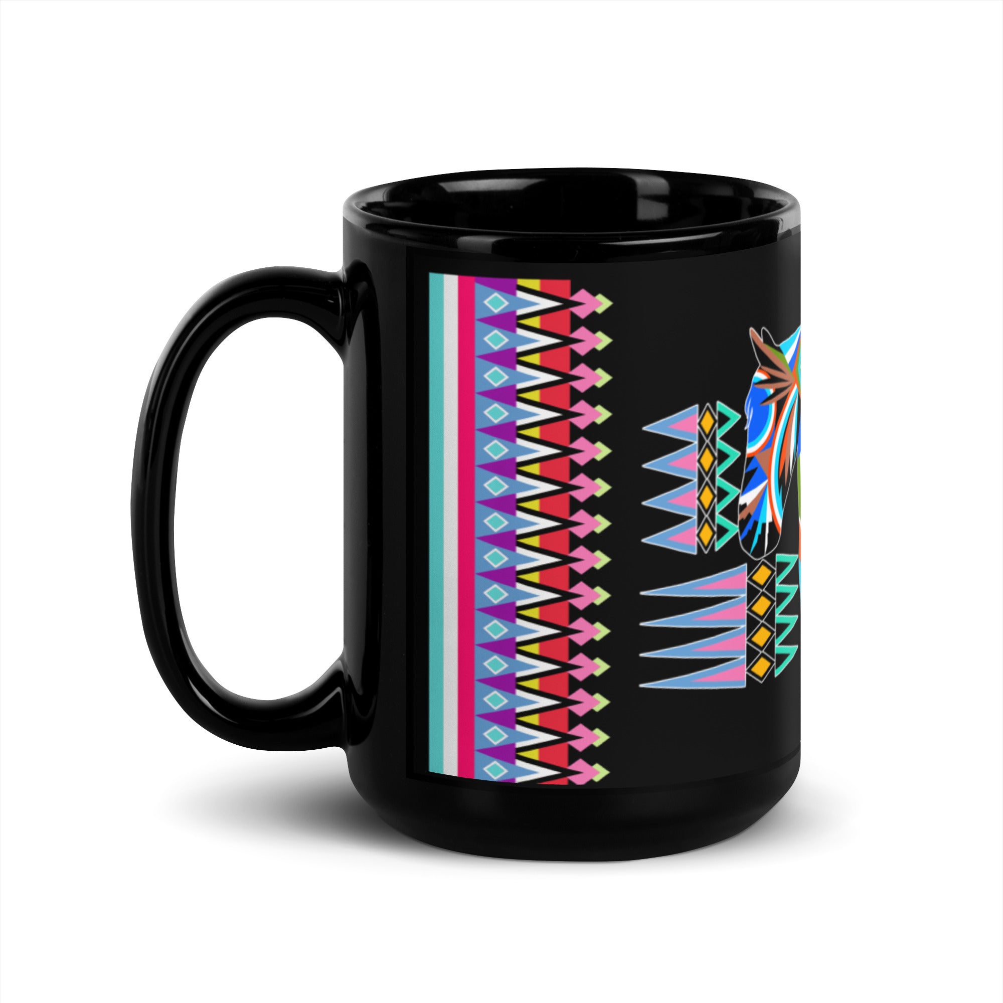"Morning War Horse" Black Glossy Mug
